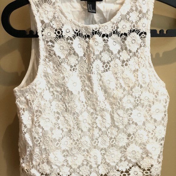 Forever 21 Cream Crochet Crop top - Picture 1 of 2